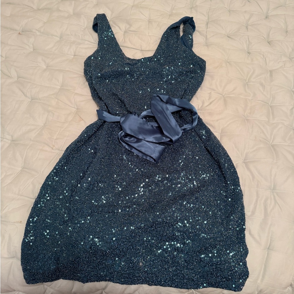 Blue sequined dress